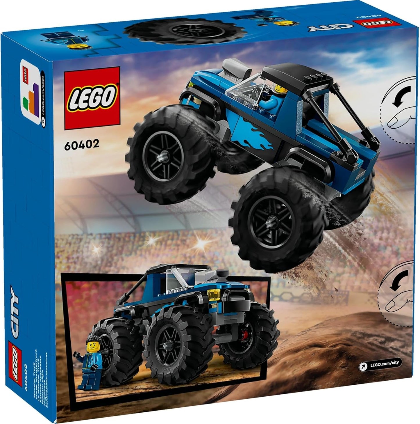 LEGO® City 60402 Blue Monster Truck Off-Road Playset with Driver Minifigure, Imaginative Toy for Kids 5+