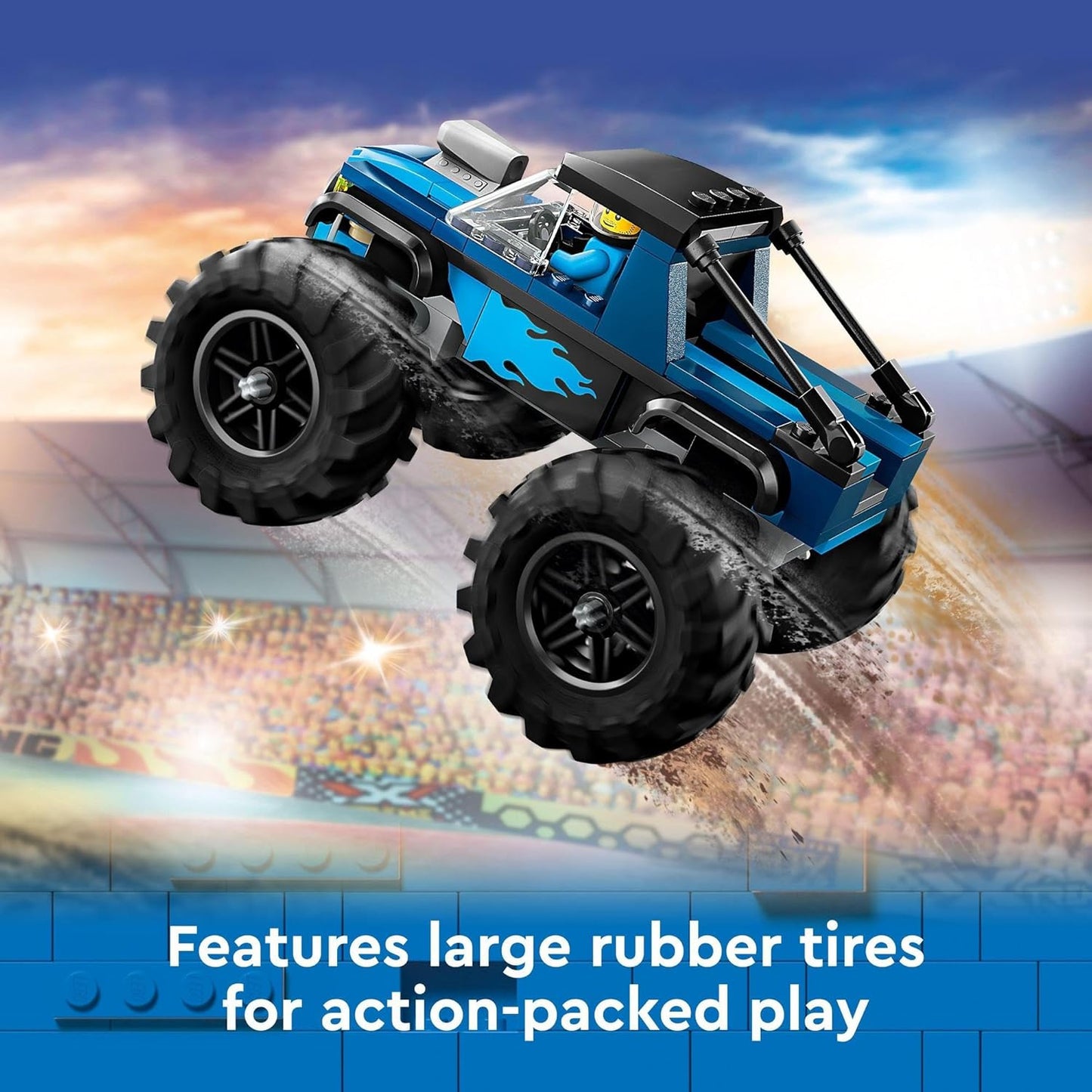 LEGO® City 60402 Blue Monster Truck Off-Road Playset with Driver Minifigure, Imaginative Toy for Kids 5+