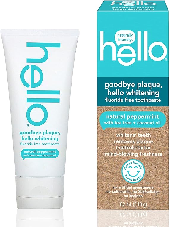 Hello Goodbye Plaque, Hello Whitening Fluoride Free Toothpaste, 110g