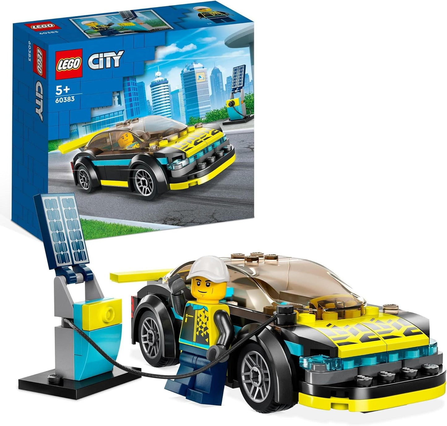 LEGO® City Electric Sports Car 60383 – Vehicle Playset for Kids 5+ with Charging Point and Minifigure