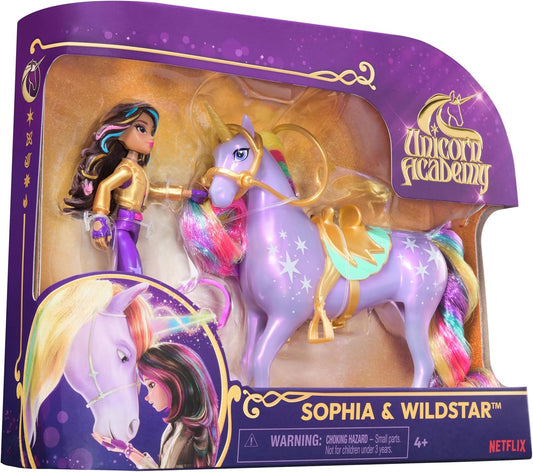 Sophia & Wildstar Unicorn Academy Set: Dolls, Riding Accessories & Hair Tool for Girls 4+