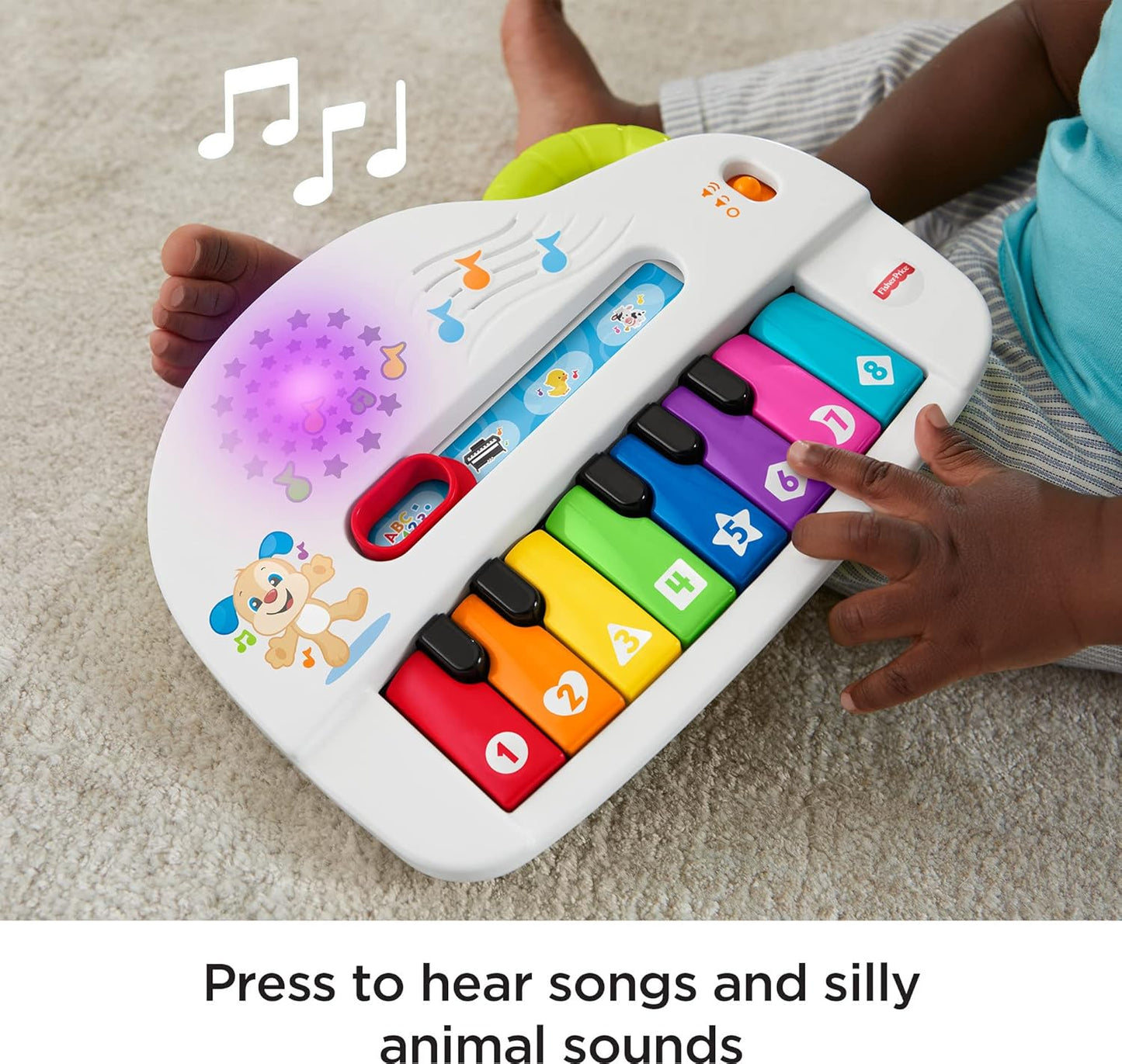 Fisher-Price Laugh & Learn Light-Up Piano: Portable Toy with Music, Animal Sounds & Learning for Infants & Toddlers