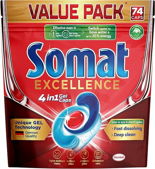 Somat Excellence 4-in-1 Dishwasher Tablets 74 Count Pack