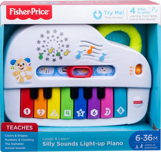 Fisher-Price Laugh & Learn Light-Up Piano: Portable Toy with Music, Animal Sounds & Learning for Infants & Toddlers