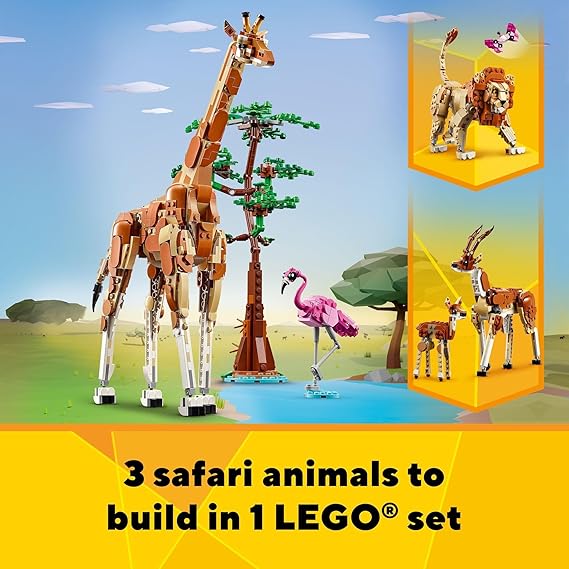 LEGO® Creator Wild Safari Animals 31150 Giraffe Gazelle and Lion Buildable Set for Kids 9+