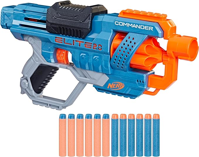 NERF Elite 2.0 Commander RD-6 Blaster with 12 Darts, Ages 8+, Multicolor