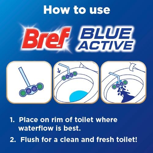 Bref 50g Blue Active Eucalyptus Toilet Rim Block Cleaner Eucalyptus Scent