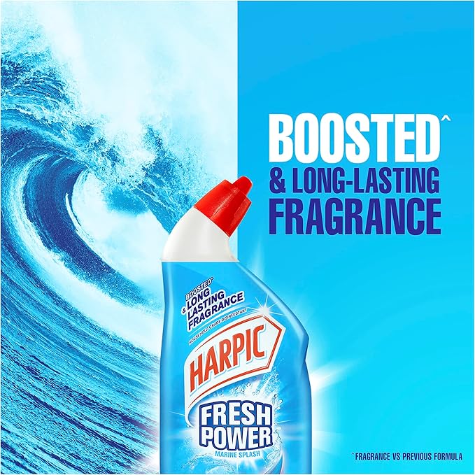 Harpic Fresh Power Marine Splash Toilet Cleaner 700mL 8 Pack