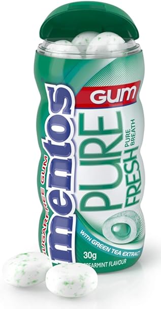 Mentos Pure Fresh Spearmint Sugar Free Chewing Gum 10 Pocket Bottles 10 x 30g