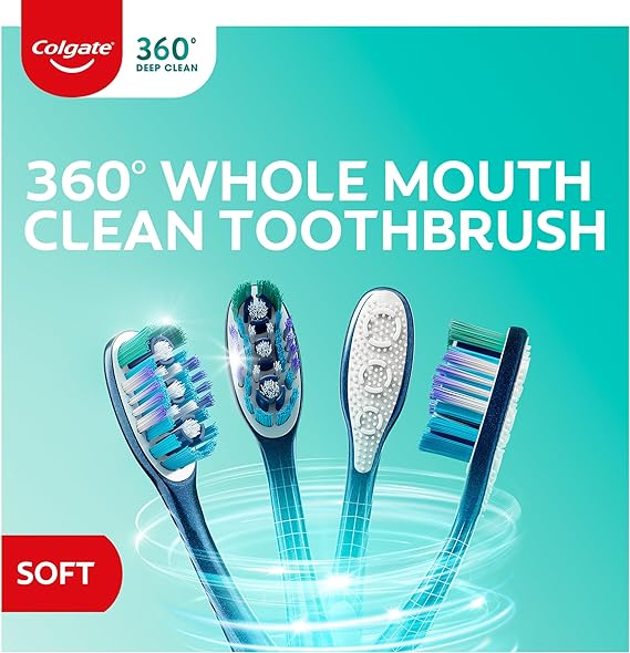 Colgate 360° Whole Mouth Clean Manual Toothbrush, Value 6 Pack