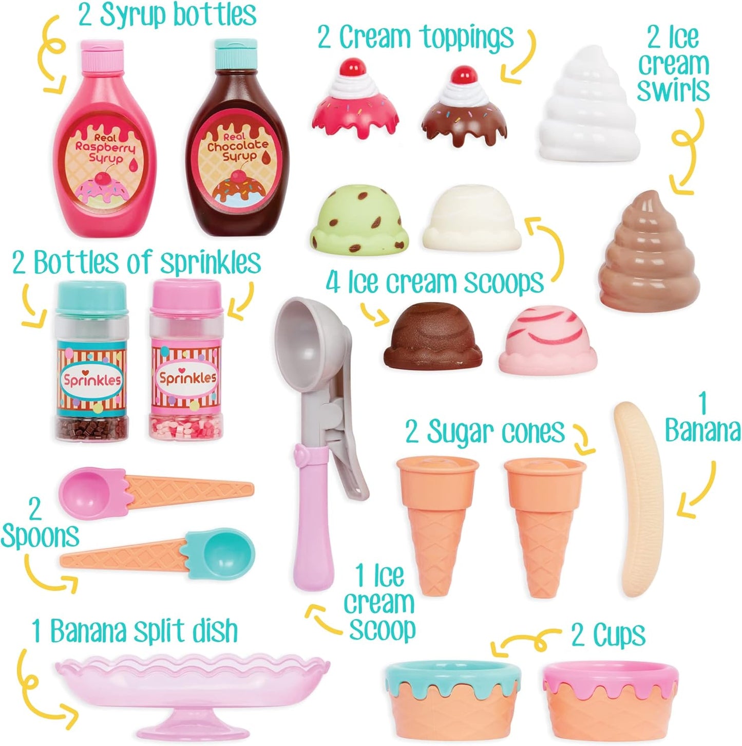 Battat Play Circle - Sweet Treats Ice Cream Parlour 21-Piece Set for Kids (Ages 3+)