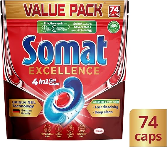 Somat Excellence 4-in-1 Dishwasher Tablets 74 Count Pack