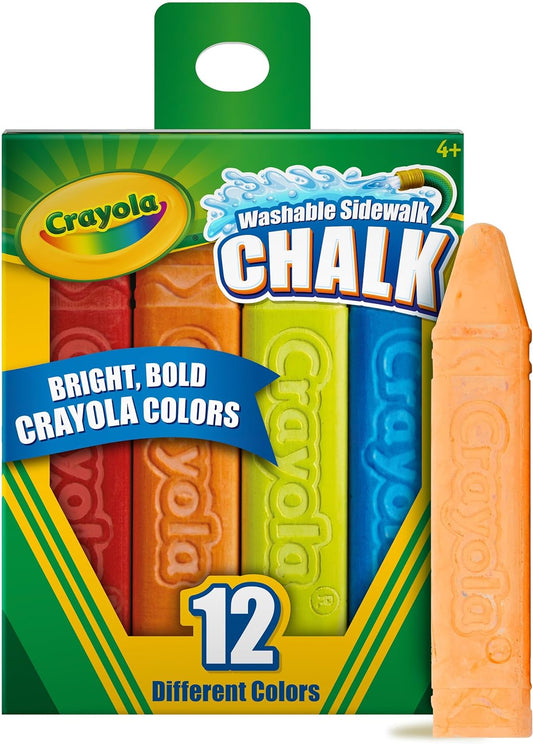 Crayola 12 Washable Sidewalk Chalks: Bright, Non-Toxic Outdoor Toys for Creative Play.