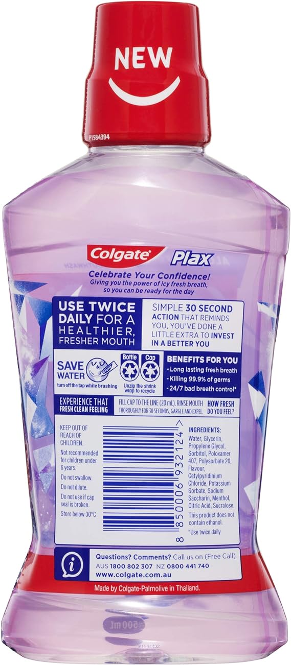 Colgate Plax Ice Fusion Antibacterial Mouthwash, 500mL