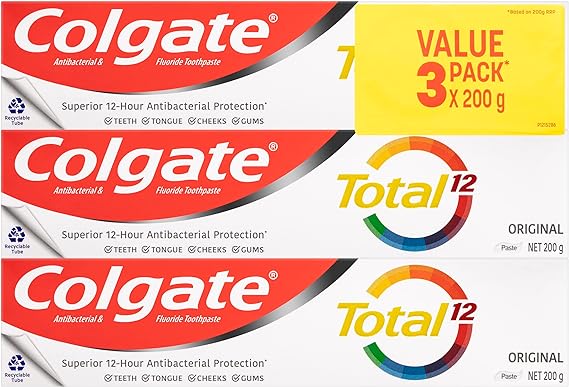 Colgate Total Original Antibacterial Toothpaste Value Pack 3 x 200g