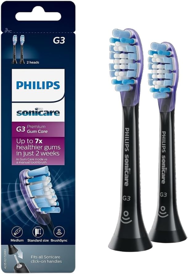 Philips Sonicare Compatible G3 Premium Gum Care Brush Heads 4-Pack Black