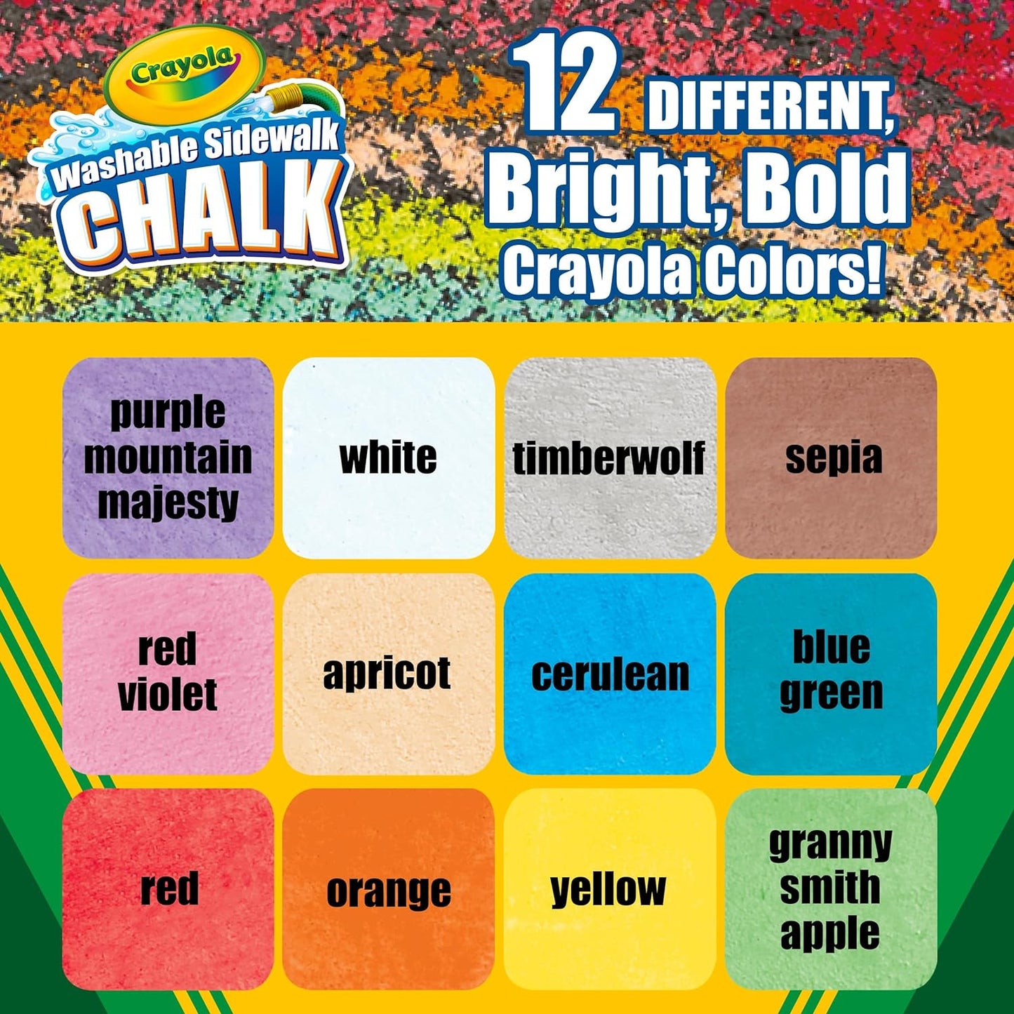 Crayola 12 Washable Sidewalk Chalks: Bright, Non-Toxic Outdoor Toys for Creative Play.