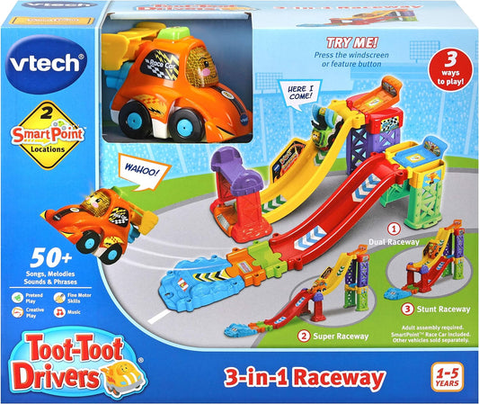 VTech Toot-Toot Drivers 3-in-1 Raceway - Interactive Race Tracks for Kids, Multicolour