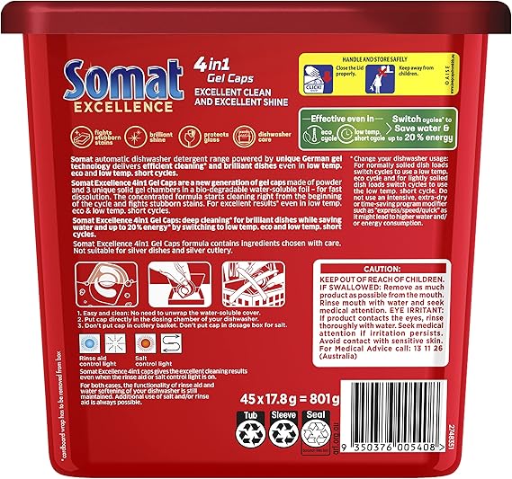 Somat Excellence 4-in-1 Dishwasher Pods 45 Count Pack