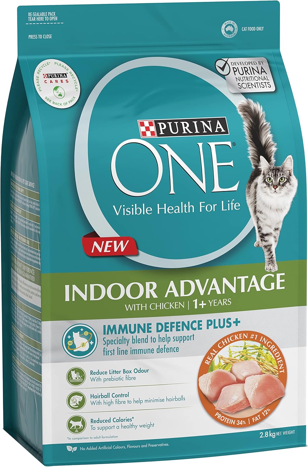 PURINA ONE Adult Dry Cat Food Indoor Chicken 2.8kg for Adult Cats