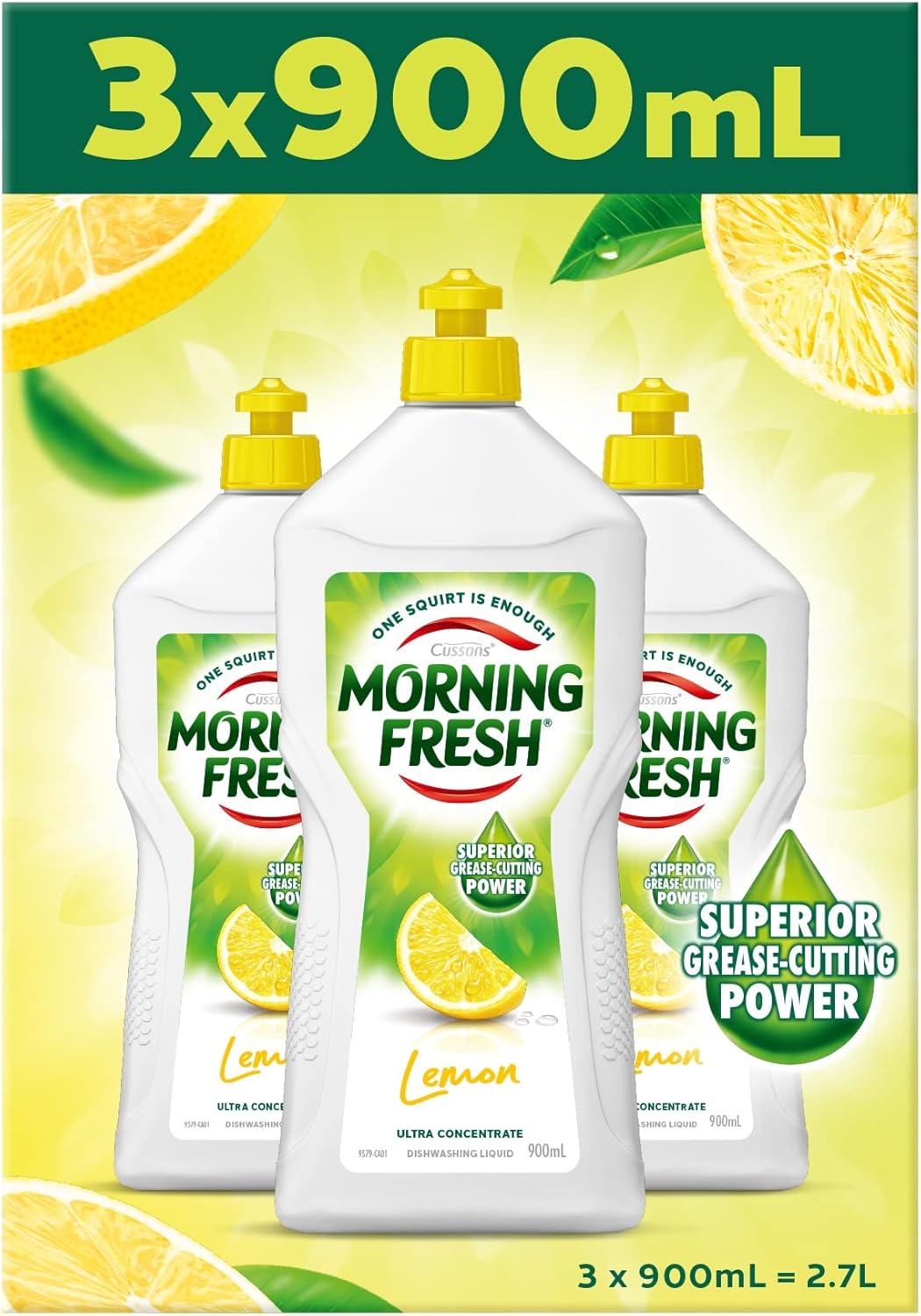 3 X Morning Fresh Dishwashing Liquid Lemon 900 Ml