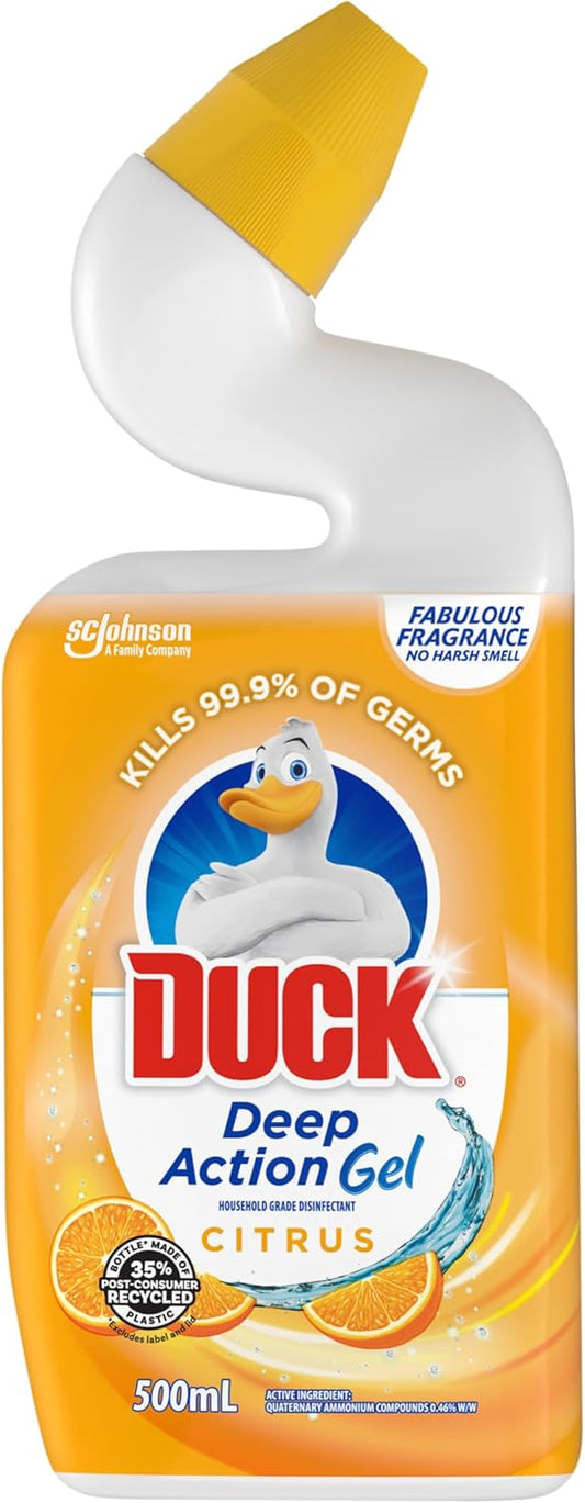 Duck Deep Action Gel Liquid Toilet Bowl Cleaner Citrus Fragrance 500mL