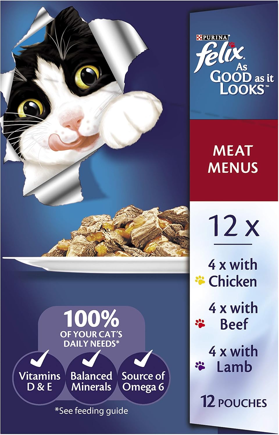 FELIX Cat Food Variety Pack Wet Meals for Adult Cats 60 x 85g