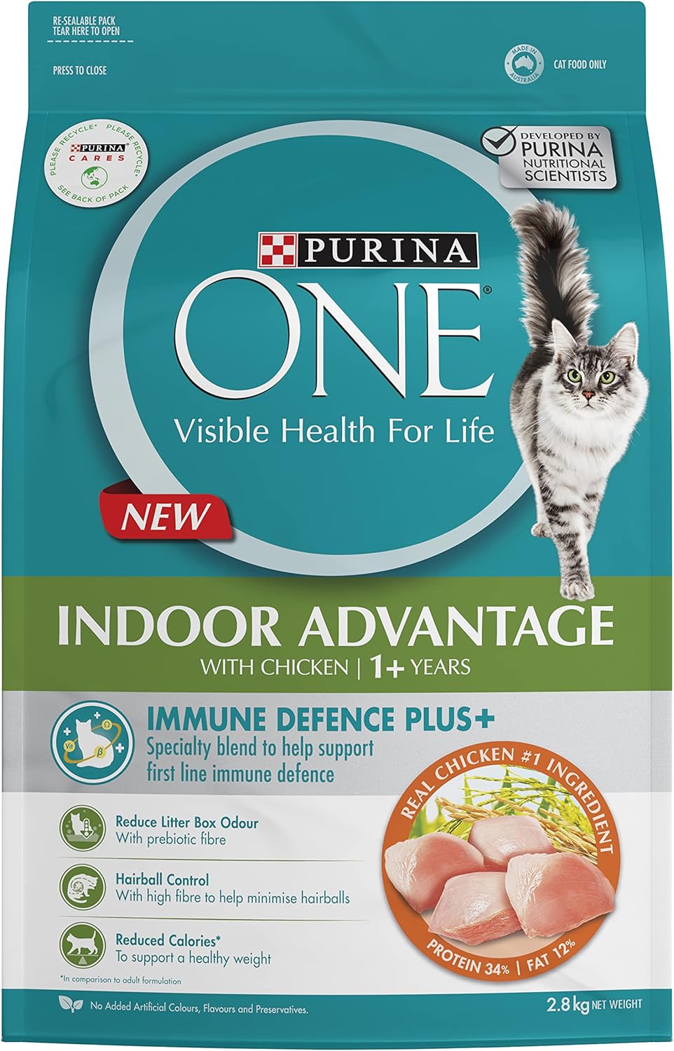 PURINA ONE Adult Dry Cat Food Indoor Chicken 2.8kg for Adult Cats