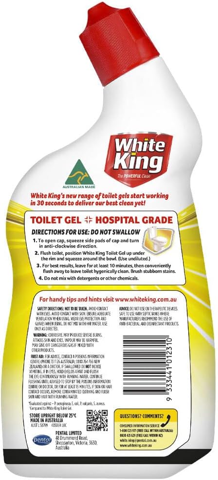 White King Lemon Toilet Gel 700ml Powerful Stain Remover and Cleaner