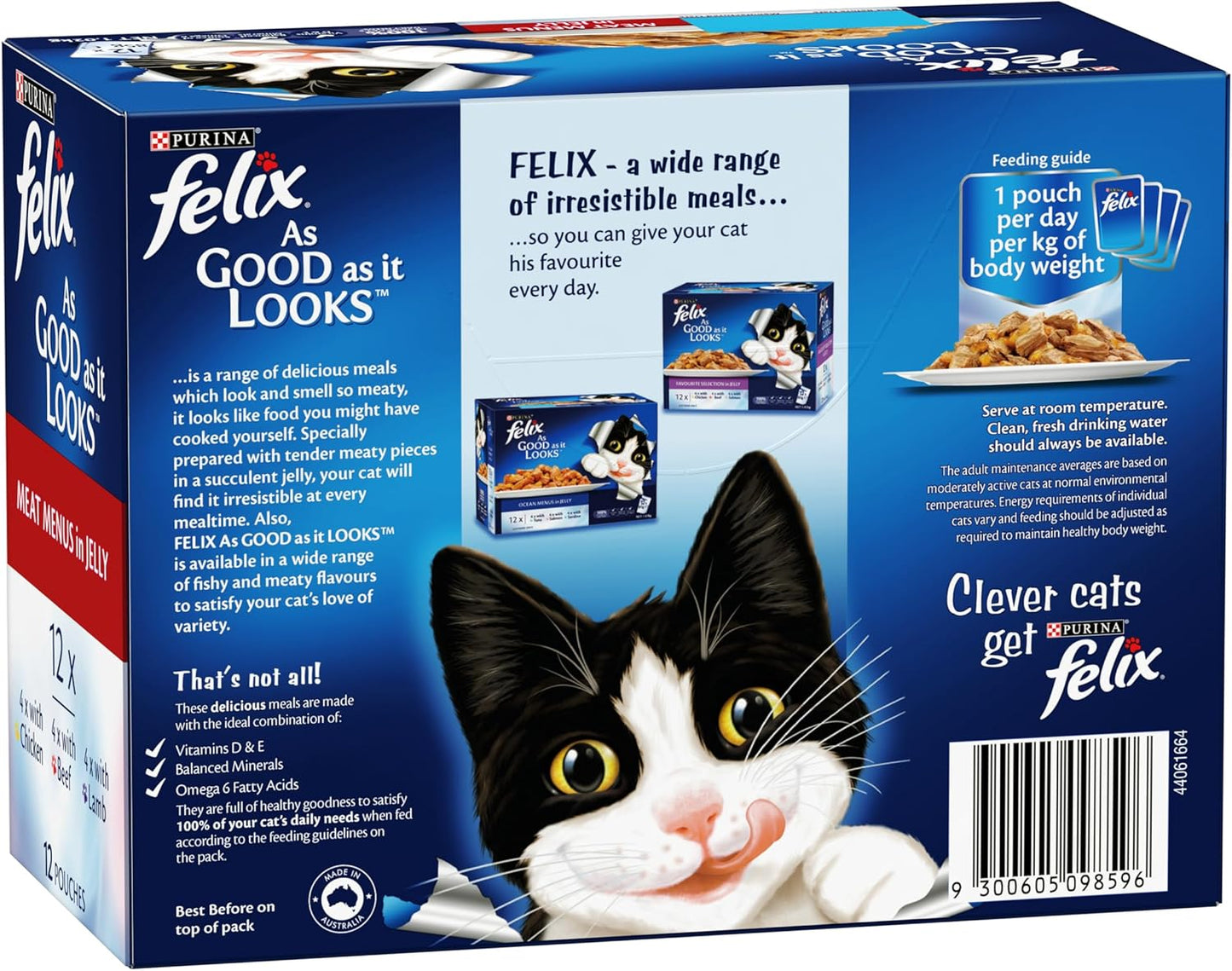 FELIX Cat Food Variety Pack Wet Meals for Adult Cats 60 x 85g