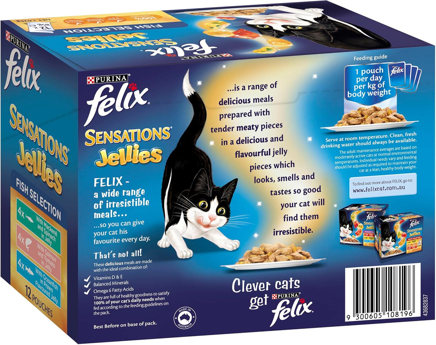 FELIX Sensations Adult Cat Food Fish Selection in Jellies pack of 85