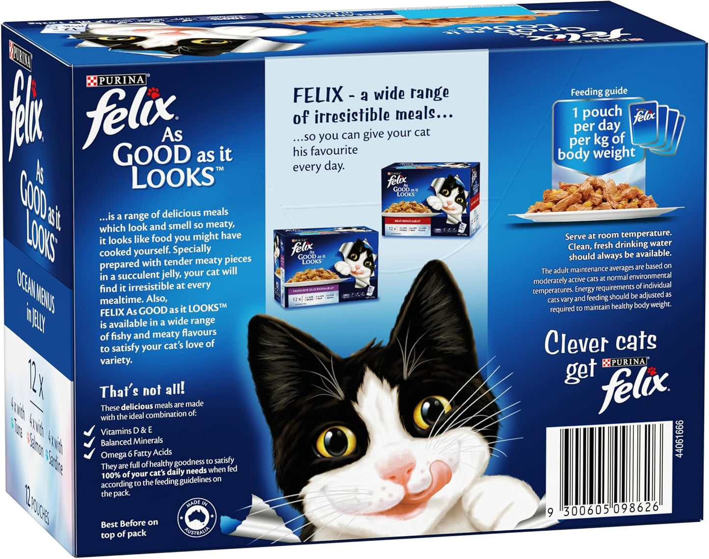 FELIX Wet Cat Food Ocean Menus in Jelly Bulk 60-Pack for Adult Cats