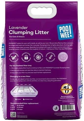 POOWEE! Clumping Odor Control Lavender Litter 7.5kg