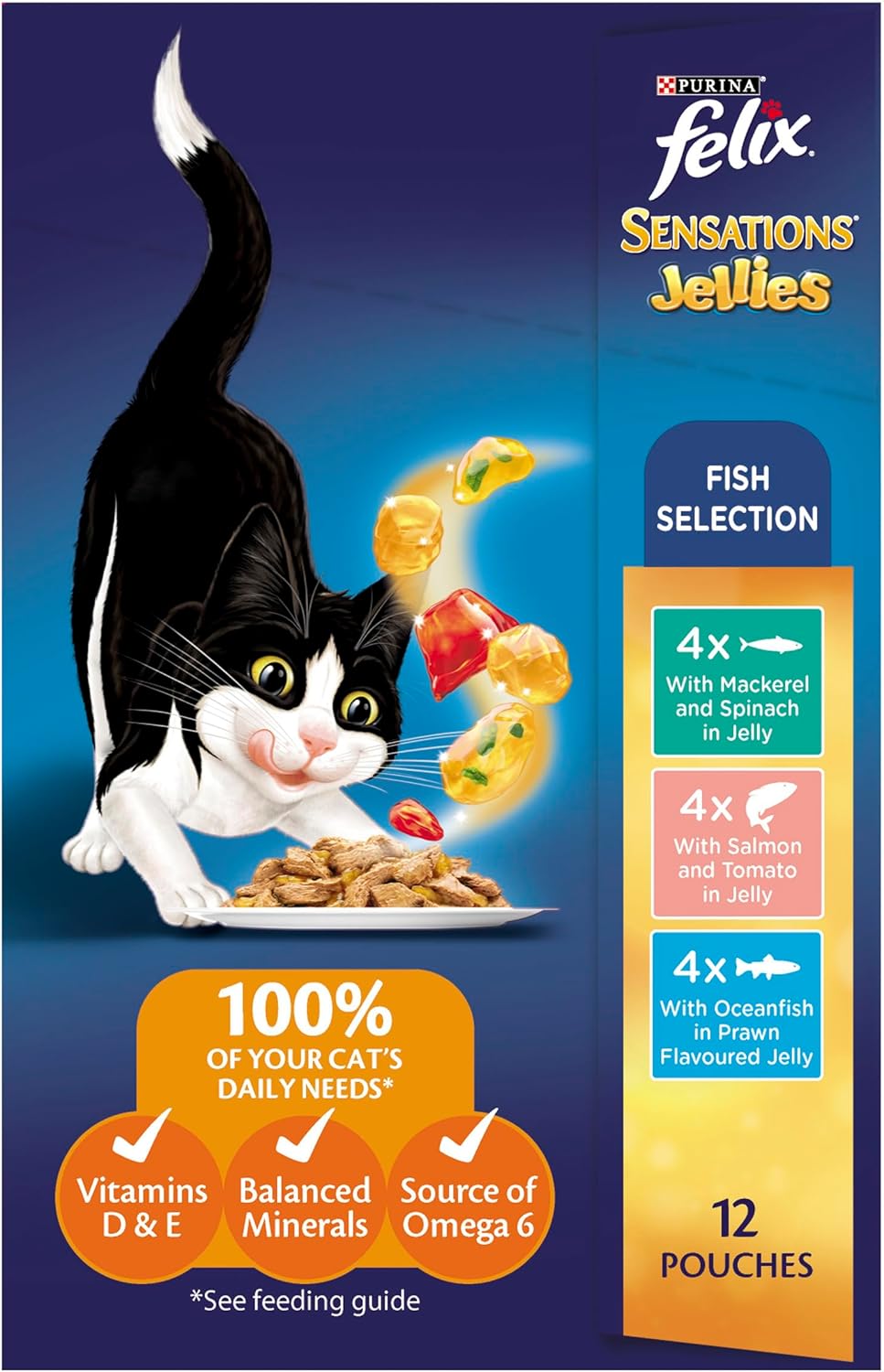 FELIX Sensations Adult Cat Food Fish Selection in Jellies pack of 85