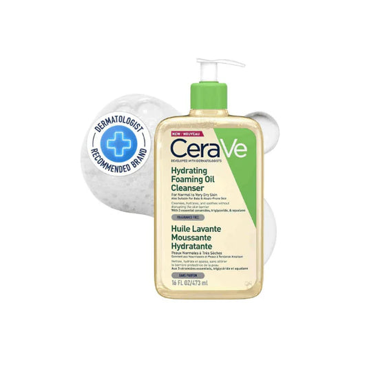 CeraVe 473ml Hydrating Foaming Oil Cleanser Non-Drying Face & Body Wash for Dry Skin