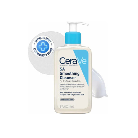 CeraVe 236ml SA Smoothing Cleanser Gently Exfoliates & Softens Dry Skin