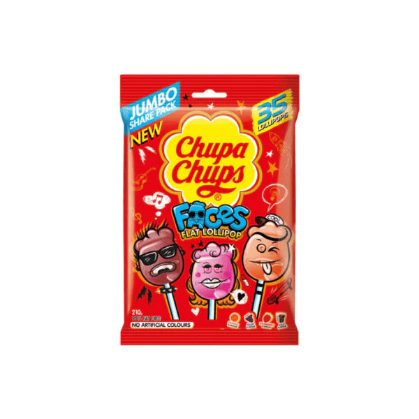 Chupa Chups Faces Bag 210g Fun Colorful Lollipops for Any Celebration