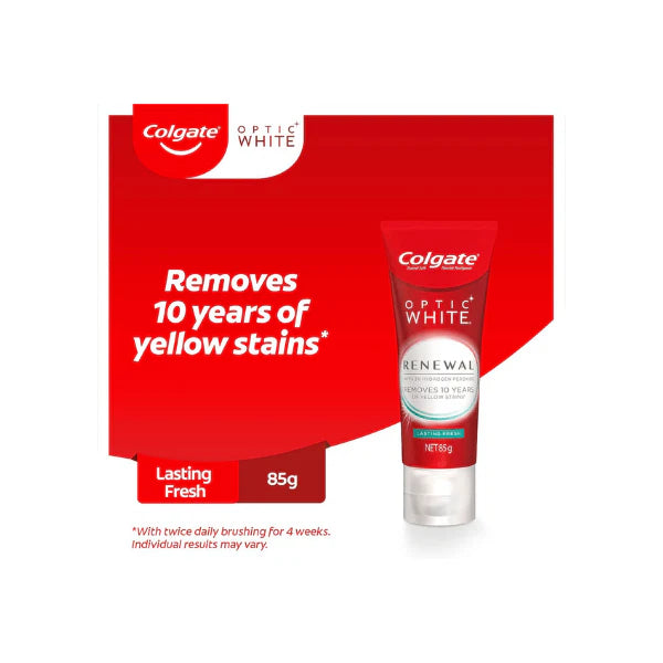 Colgate Optic White Renewal Teeth Whitening Toothpaste 85g Advanced Stain Removal & Whiter Teeth