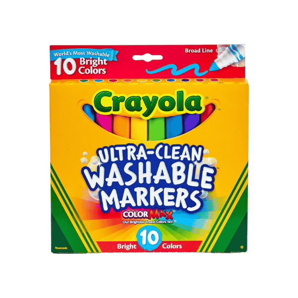 Crayola Washable Markers 10-Pack Bright Neon Colors with Broadline Tips