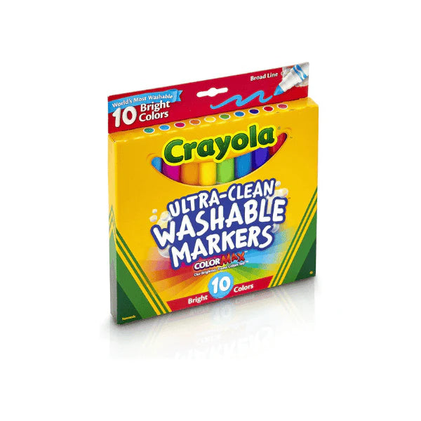 Crayola Washable Markers 10-Pack Bright Neon Colors with Broadline Tips