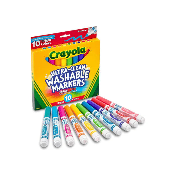 Crayola Washable Markers 10-Pack Bright Neon Colors with Broadline Tips