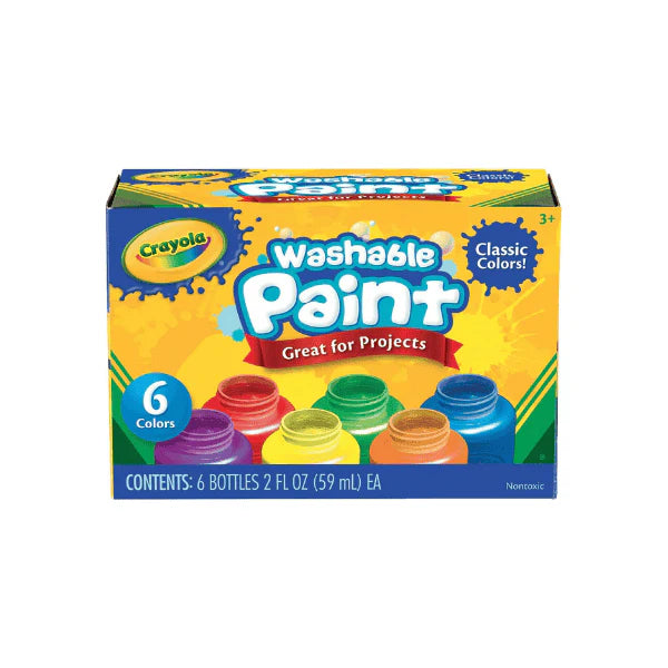 Crayola Washable Paint for Kids 6-Pack of Classic Colors for Creative Fun