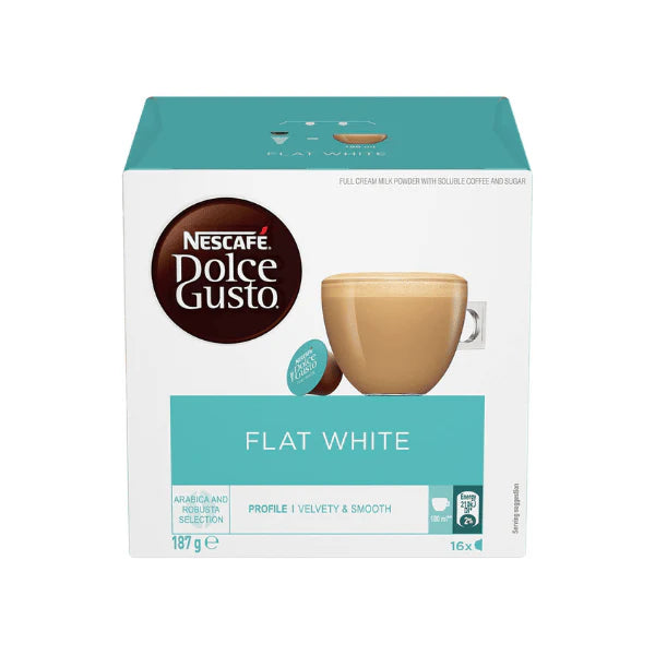 NESCAFÉ Dolce Gusto Flat White Coffee Capsules The Perfect Brew for Coffee Lovers 16 Pack