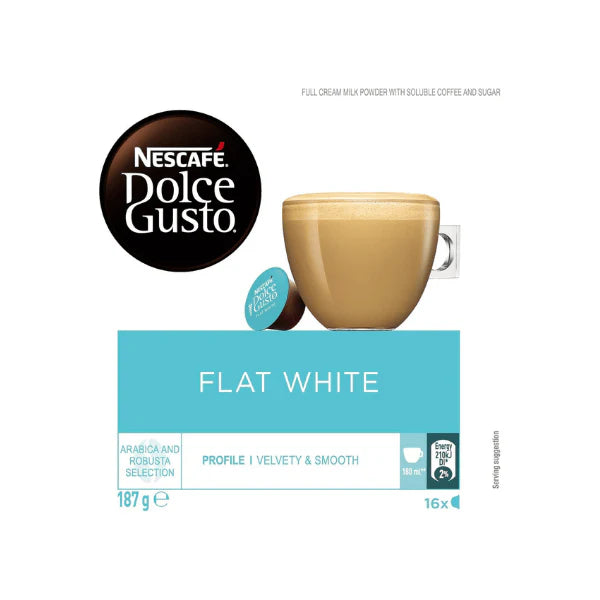 NESCAFÉ Dolce Gusto Flat White Coffee Capsules The Perfect Brew for Coffee Lovers 16 Pack