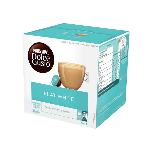 NESCAFÉ Dolce Gusto Flat White Coffee Capsules The Perfect Brew for Coffee Lovers 16 Pack