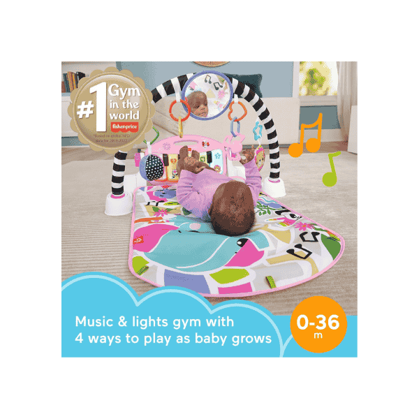 "Fisher-Price Musical Baby Gym Glow and Grow Kick & Play Mat Interactive Activity Mat for Infants Pink