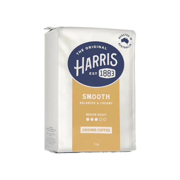 Harris Smooth Ground Coffee 1kg Perfect for Espresso & Drip Coffee Lovers