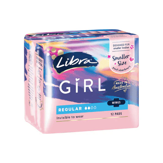 Libra Girl Regular Pads with Wings Ideal for Young Comfortable Protection Pack of 12