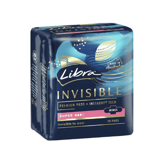 Libra Invisible Super Pads with Wings Discreet Comfort & Protection Pack of 10