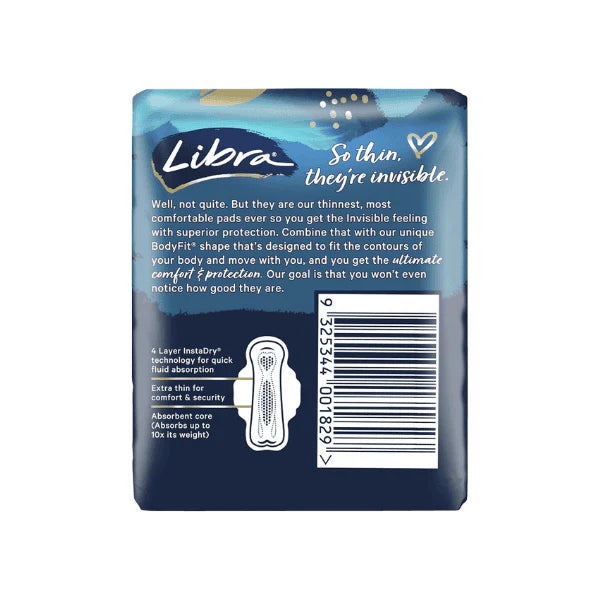 Libra Invisible Super Pads with Wings Discreet Comfort & Protection Pack of 10